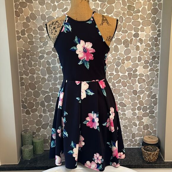 Monteau navy blue floral mini dress – size medium - Picture 5 of 7